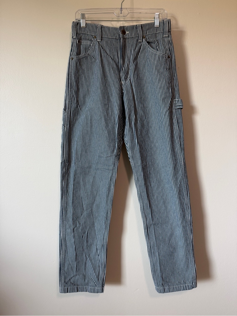 NWOT Dickies Garyville Hickory Navy Stripe Carpenter Pants sz 30x32 100% cotton
